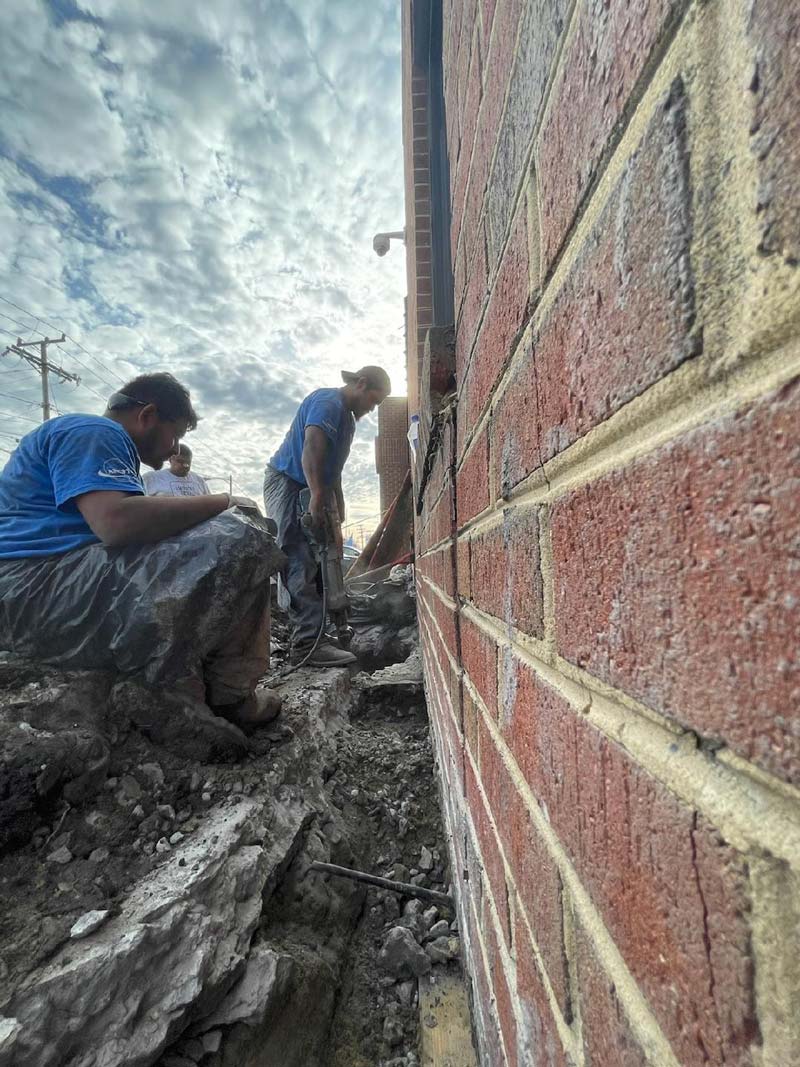 When construction kicked off, it was discovered that the original footing of the building was completely eroded.