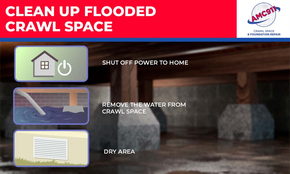Clean up flooded crawl space