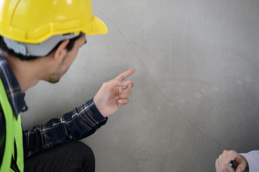 Male civil engineer with inspection check sheet consult with construction site foreman