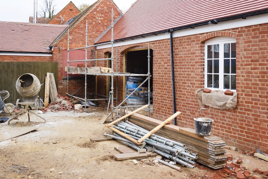 brick house extension under construction
