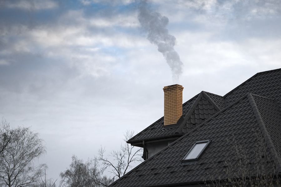Close up chimney on the roof