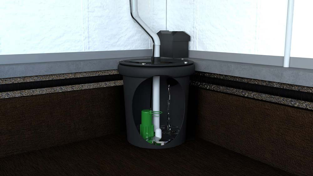 Picture of an installed sump pump.